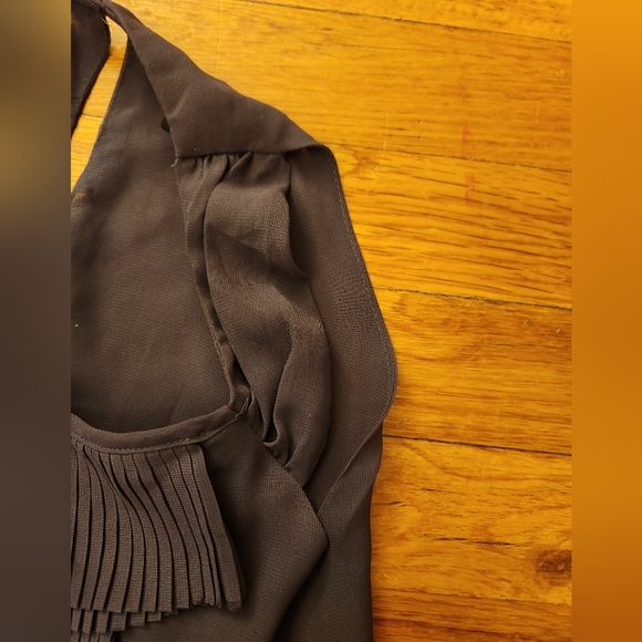 Apt. 9 Dark Gray Pleated Ruffleneck Sleeveless Lined Blouse Women's Size L - Picture 5 of 13